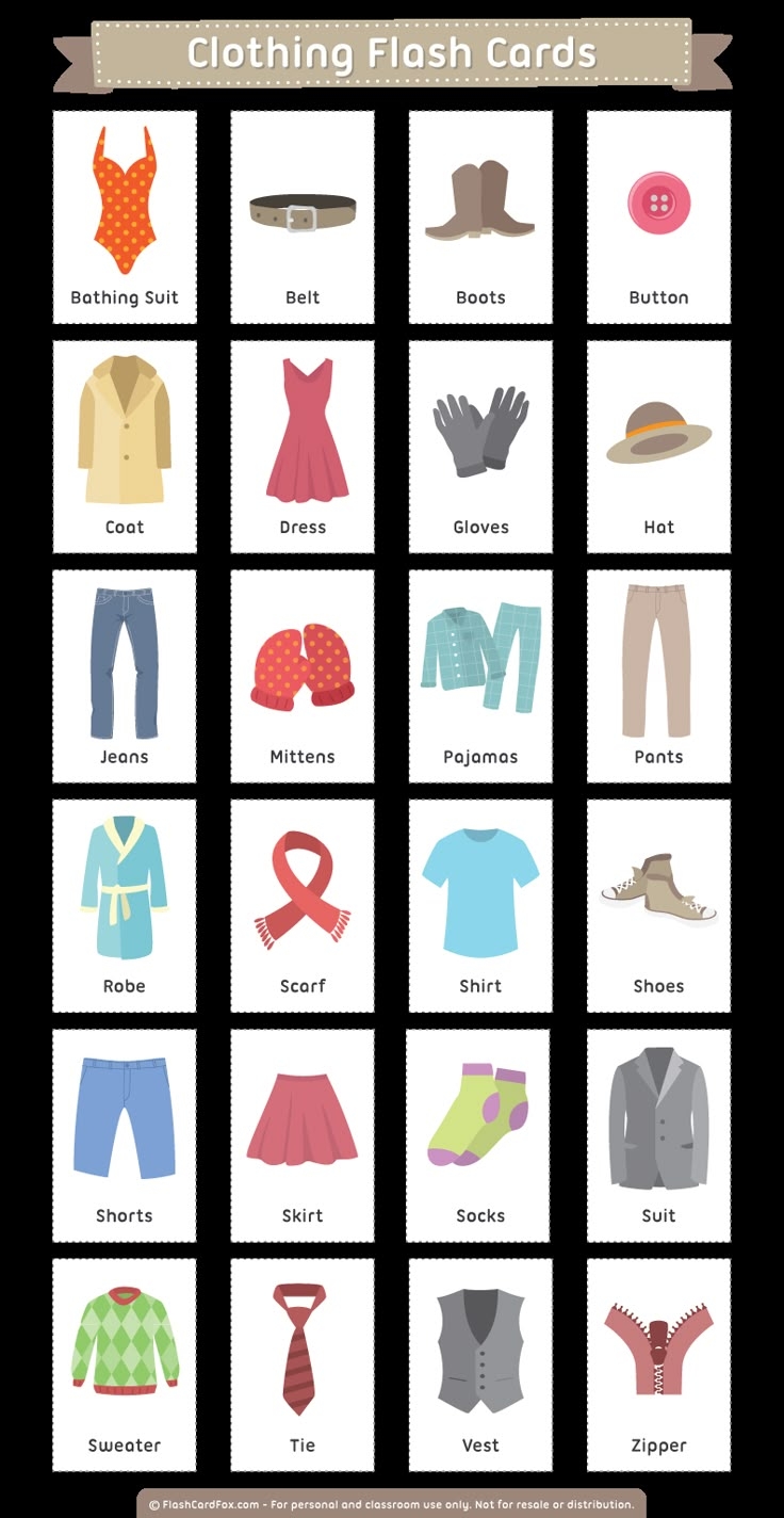 Free Printable Clothes Flashcards Printable Calendars AT A GLANCE