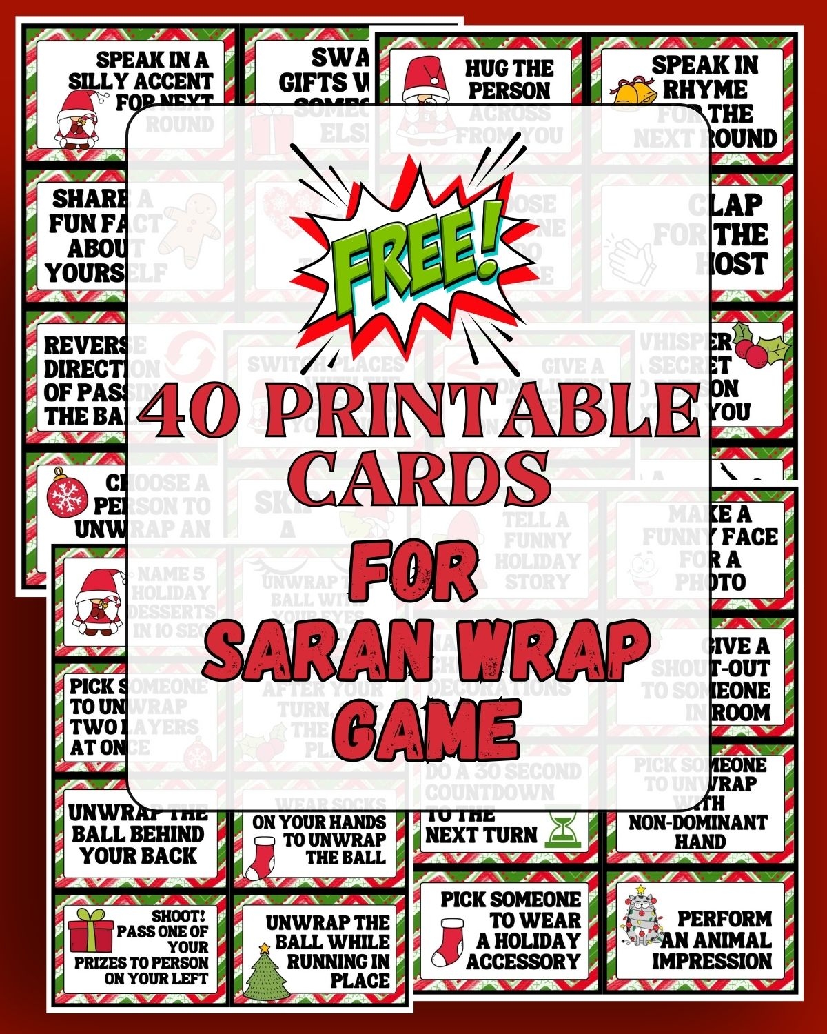 free printable coal cards for saran wrap game