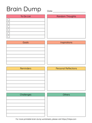 Free Printable Colorful Brain Dump Worksheet In PDF PNG And JPG 