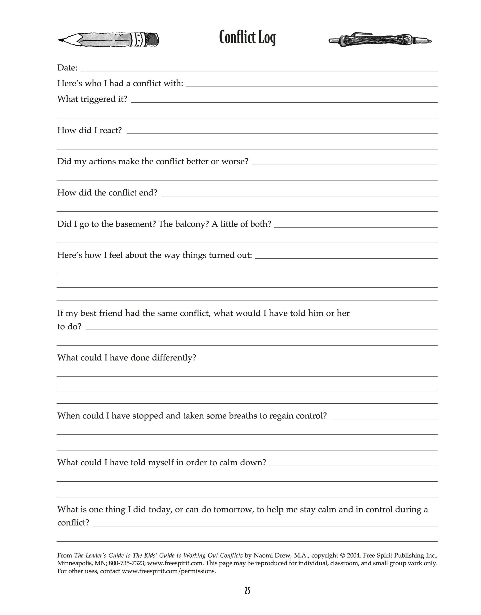 Free Printable Conflict Resolution Worksheets Printable Worksheets