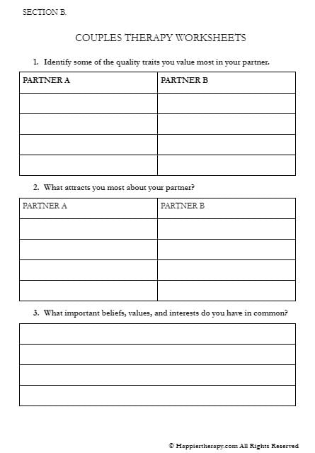 relationship therapy worksheets