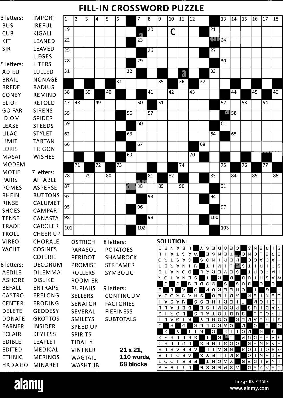 printable crossword fill in puzzles
