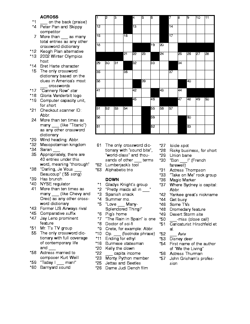 Free Printable Crossword Puzzles Medium Difficulty Pdf Printable