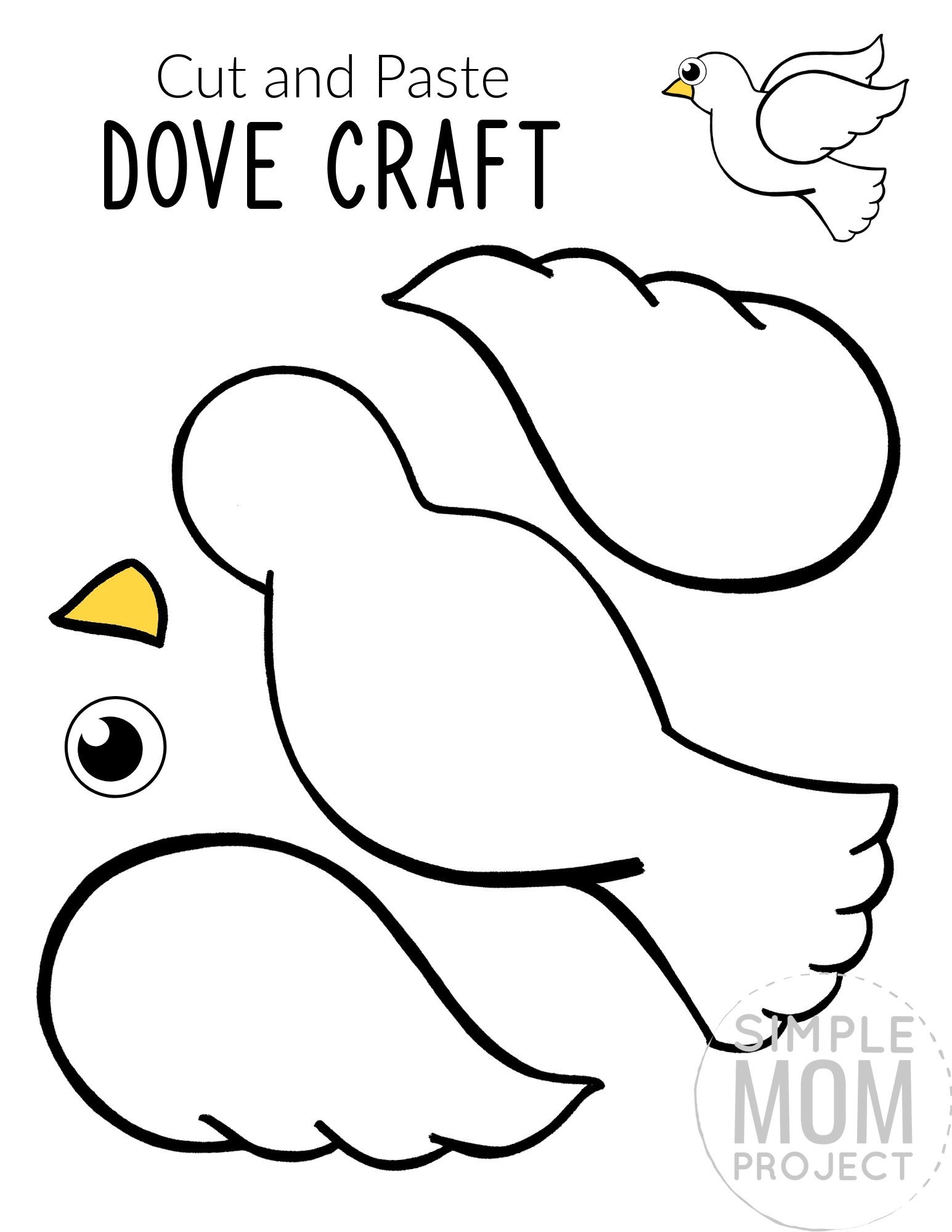 Free Printable Cut And Paste Dove Craft For Kids With Dove Template 