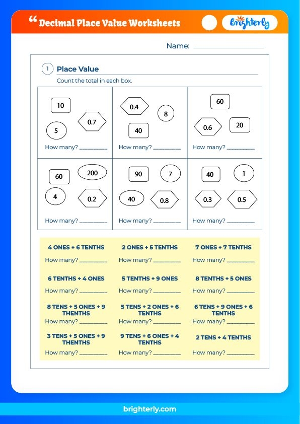 Free Printable Decimal Place Value Worksheets For Kids Brighterly