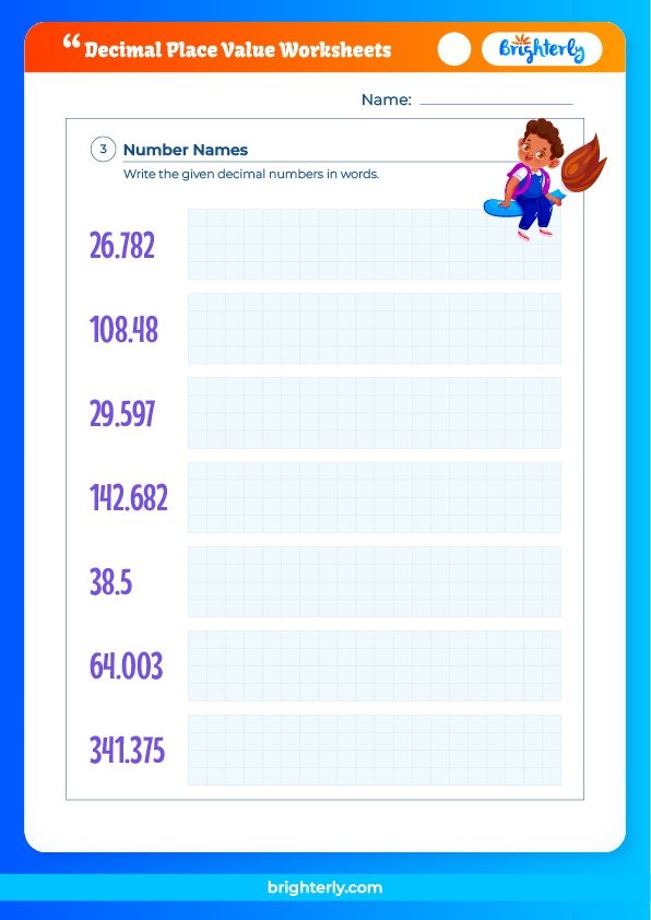 Free Printable Decimal Place Value Worksheets For Kids Brighterly