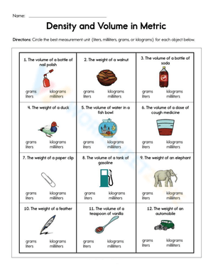 Free Printable Density Worksheets Density Of Matters Worksheets Library