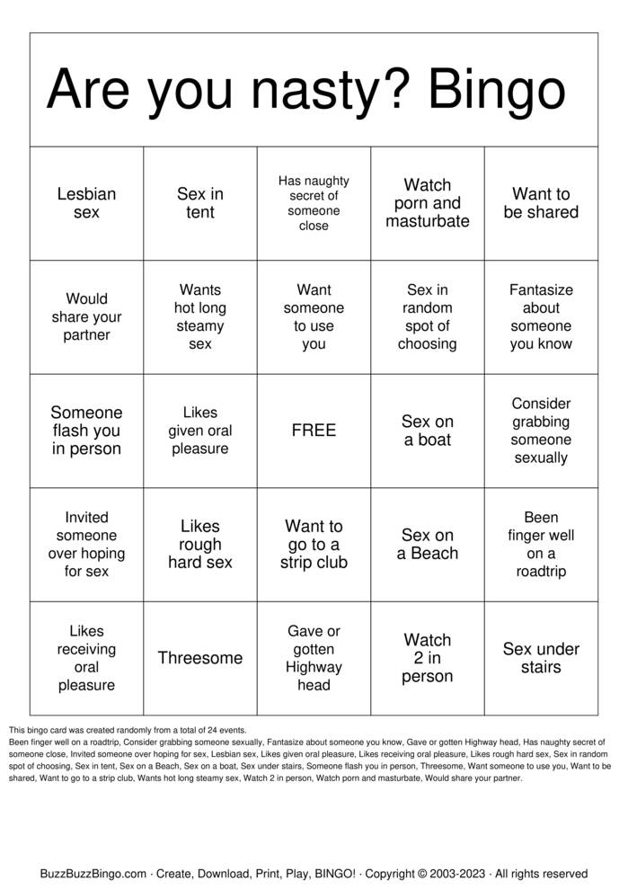 Free Printable Dirty Bingo Cards Download Free Printable Dirty Bingo 