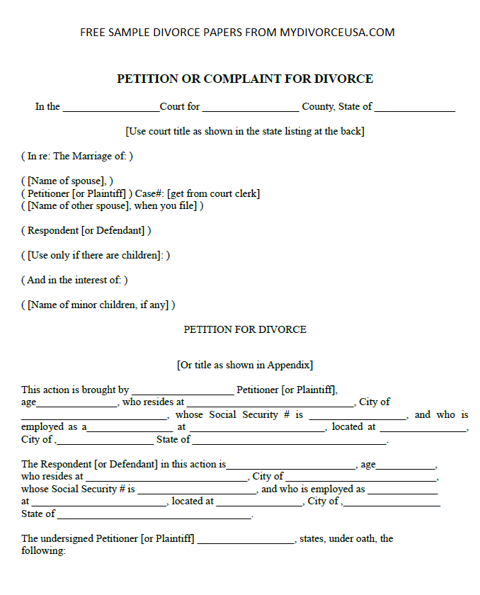 Free Printable Divorce Papers Oklahoma Printable Divorce Papers