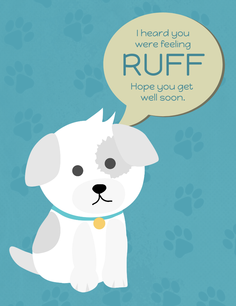 free printable dog get well cards