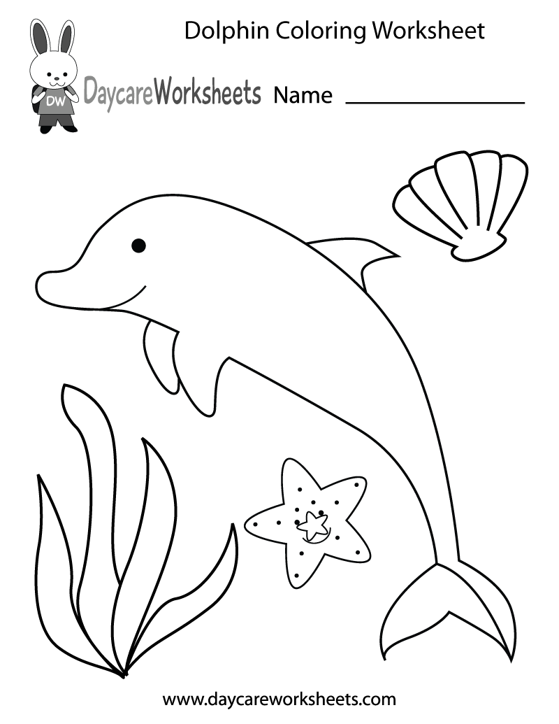Free Printable Dolphin Coloring Worksheet For Preschool