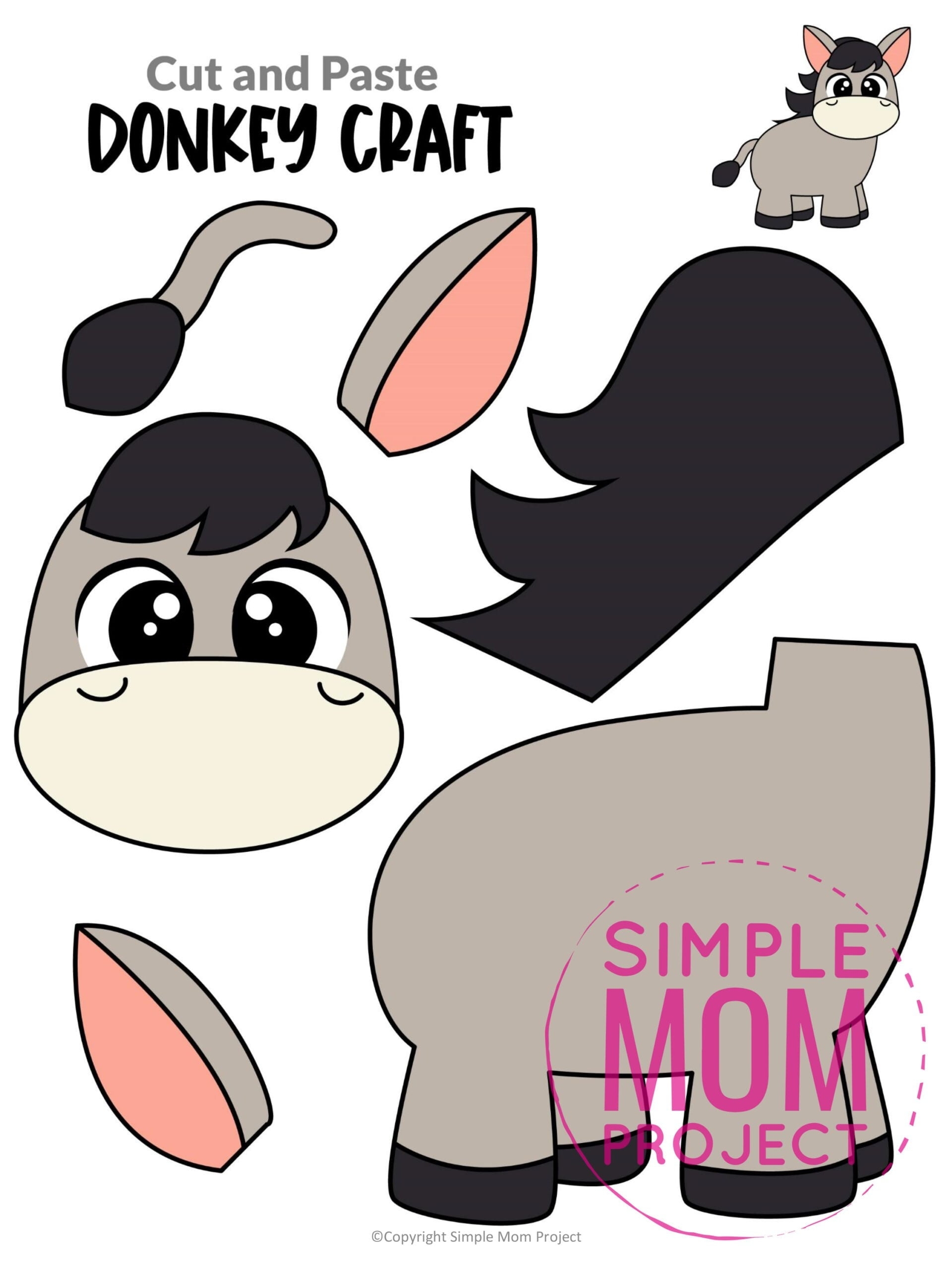 Free Printable Donkey Craft Template Simple Mom Project Free Printable