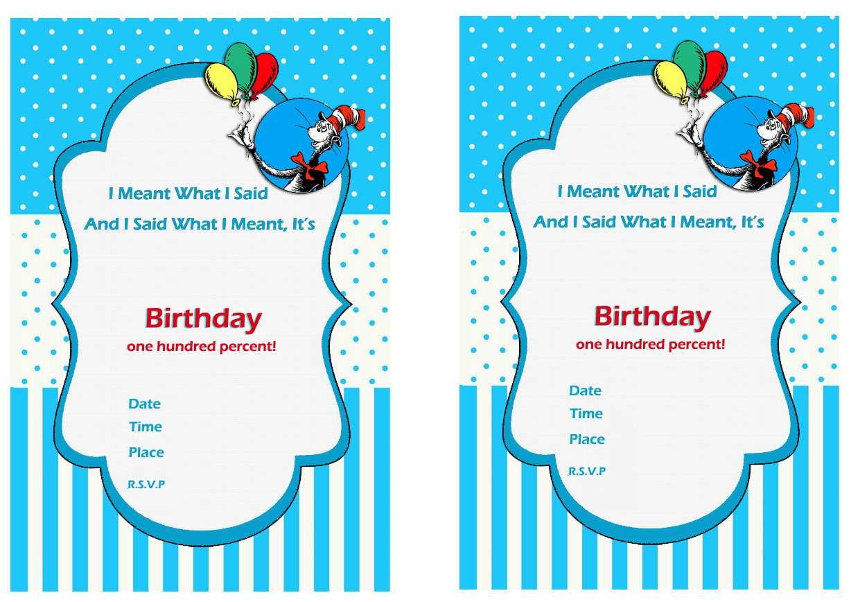 Free Printable Dr Seuss First Birthday Invitations Bagvania