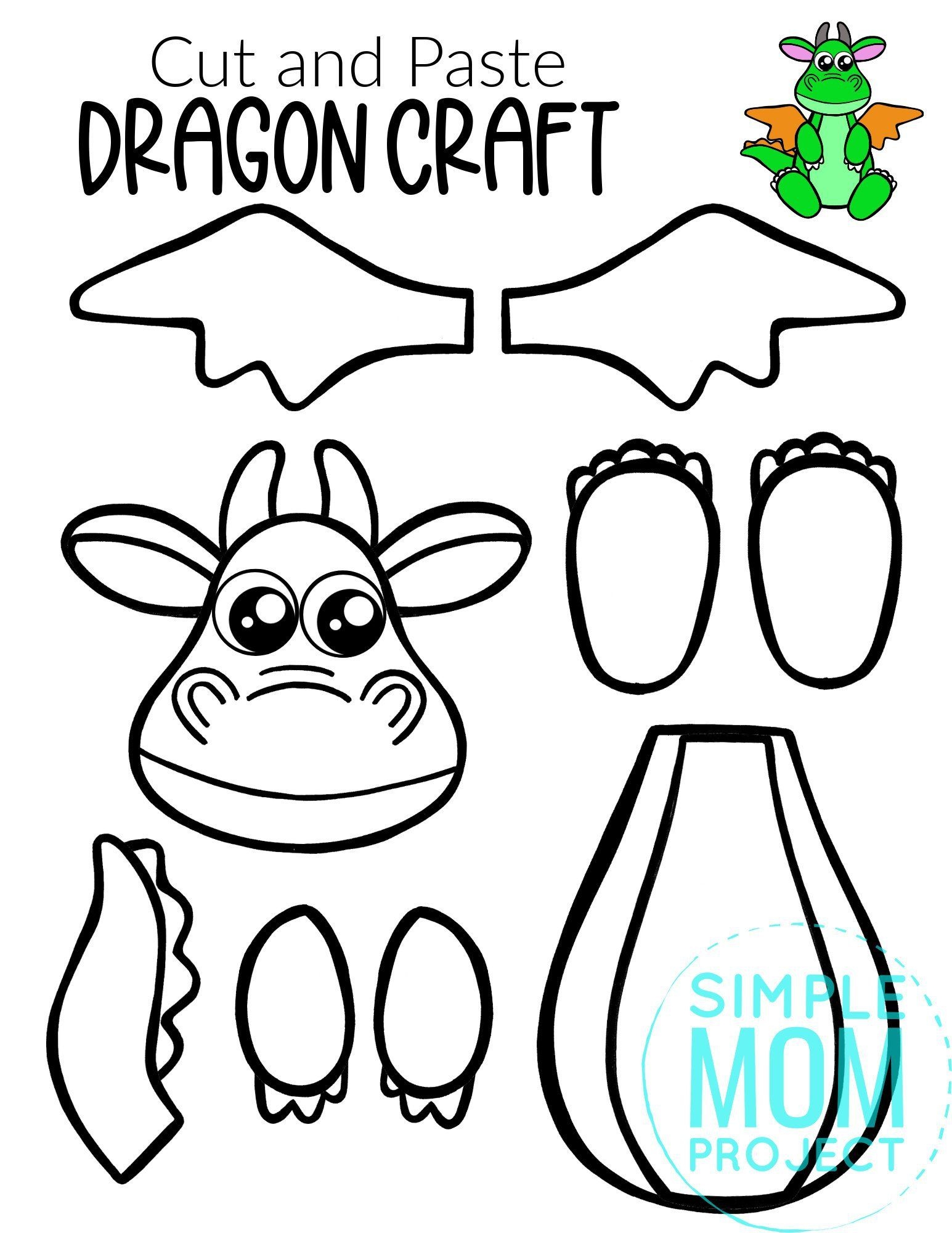 Free Printable Dragon Craft Template Dragon Crafts Dragon Crafts