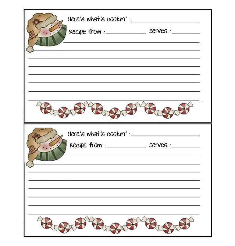 free printable editable christmas recipe cards