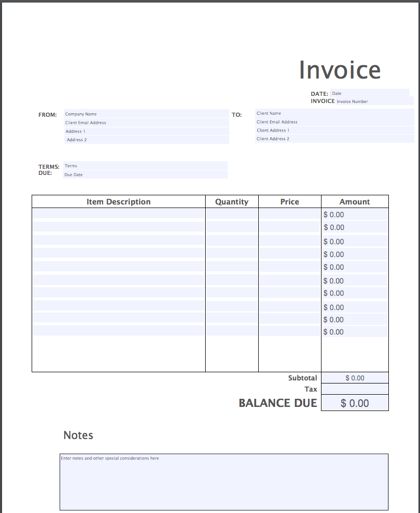Free Printable Editable Invoice Template Online Australia Blank Free 