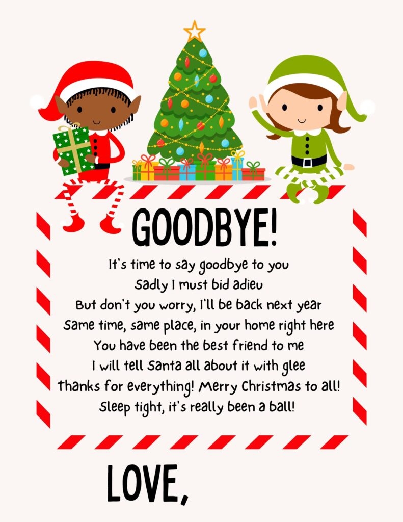FREE Printable Elf On The Shelf Goodbye Letters Lola Lambchops