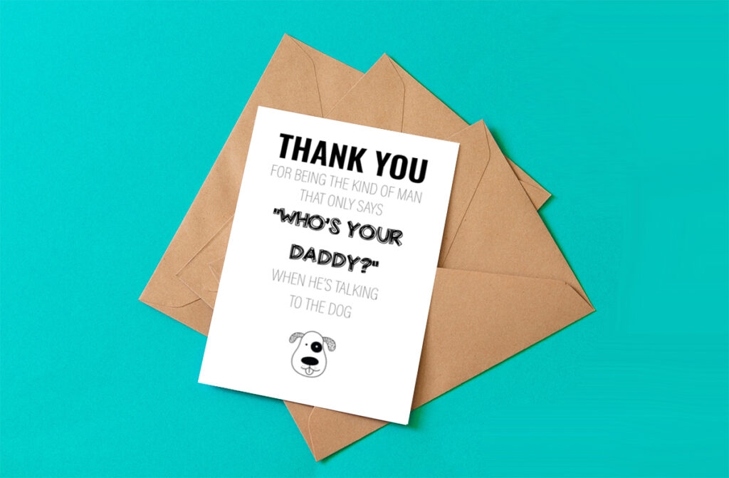 free printable fathers day card from dog