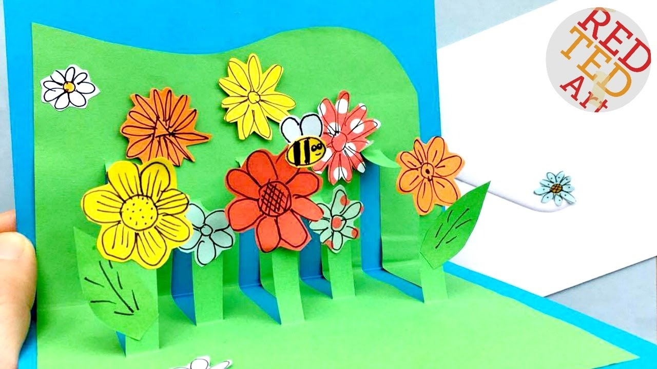 free printable flower pop up card templates