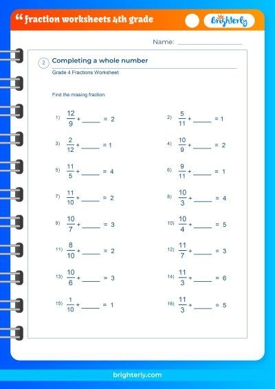 FREE Printable Fraction Worksheets 4Th Grade PDFs Brighterly