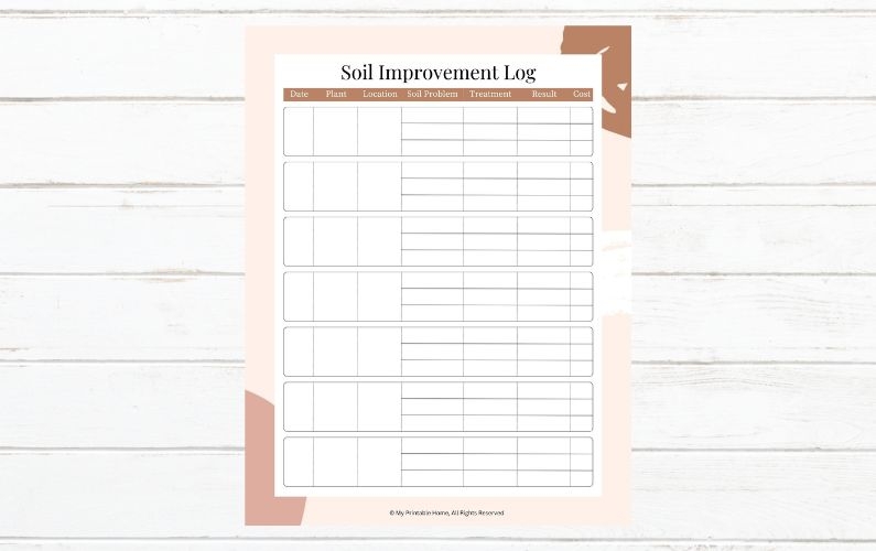 FREE Printable Garden Soil Improvement Log My Printable Home