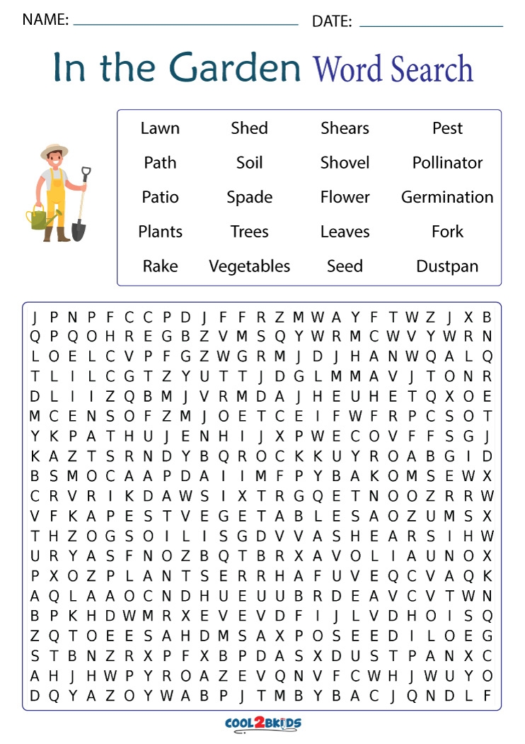 Free Printable Gardening Word Search Word Search Maker