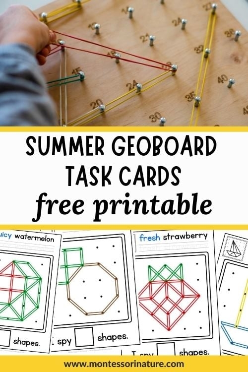Free Printable Geoboard Task Cards Summer Math Montessori Nature