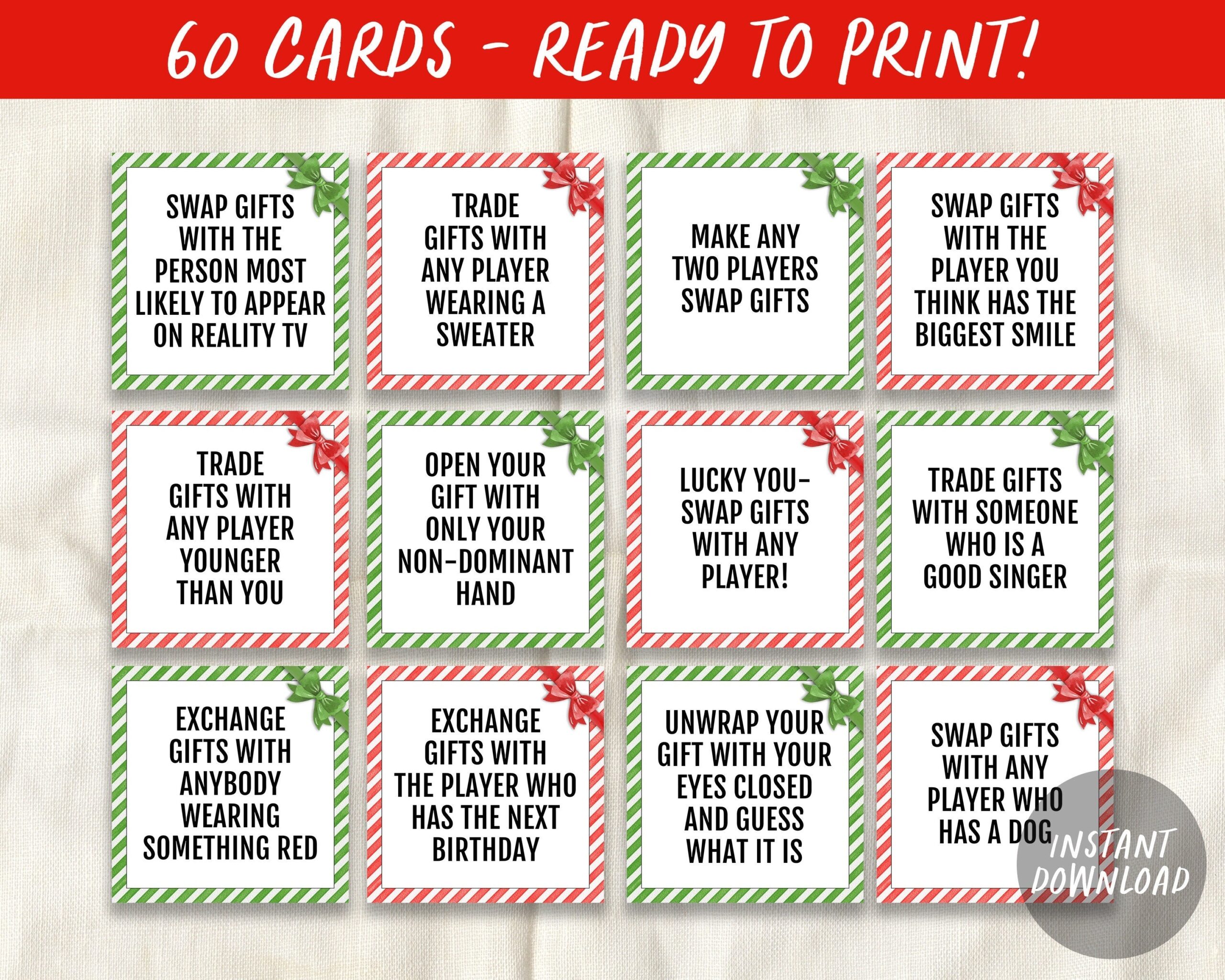 free printable christmas gift exchange cards