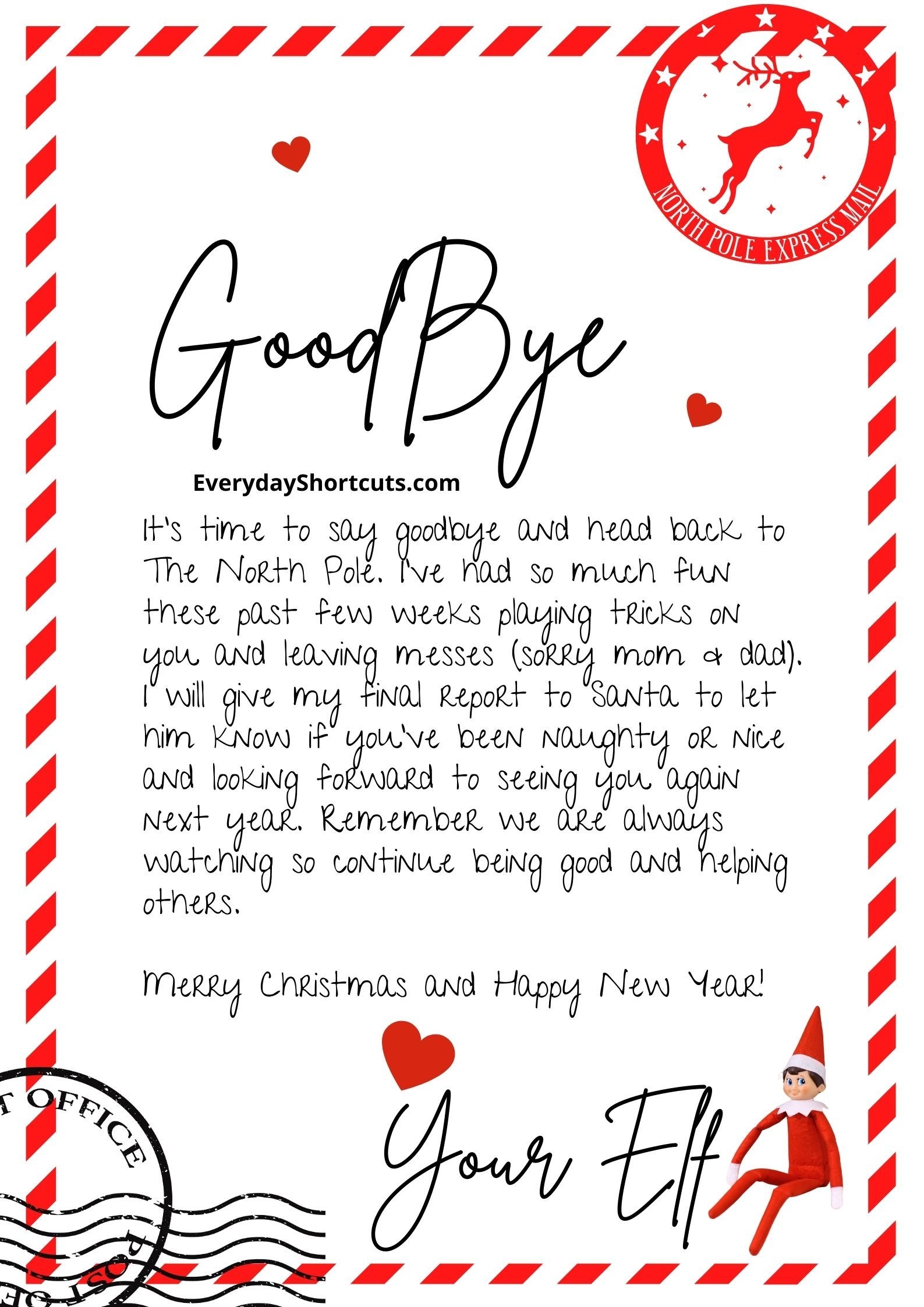 elf on the shelf letter template free printable
