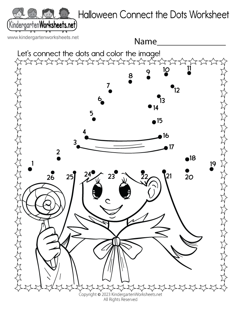 Free Printable Halloween Connect The Dots Worksheet For Kindergarten