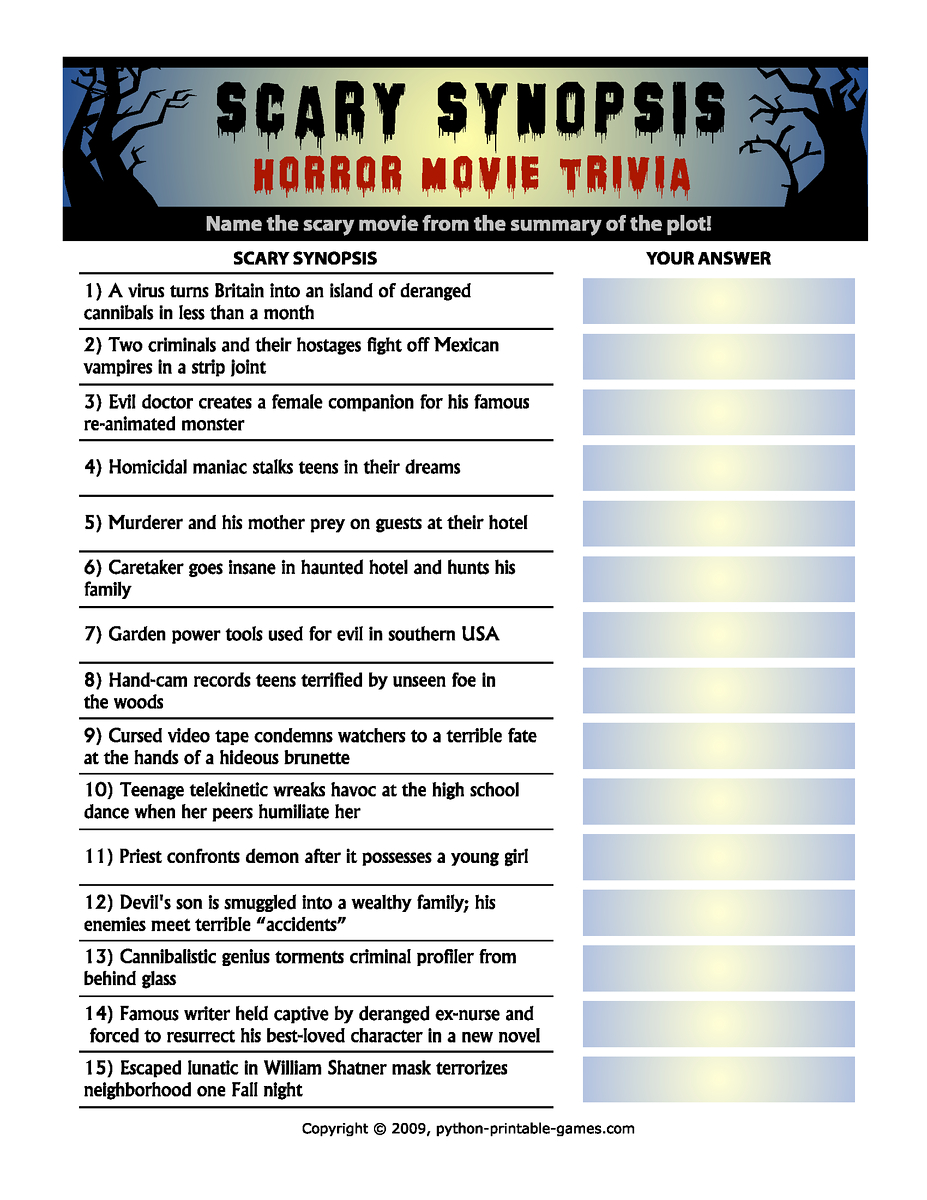 Free Printable Halloween Quiz Free Printable