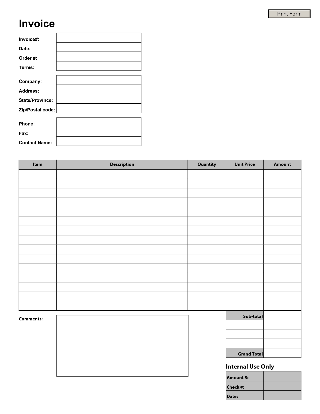 invoice template free printable