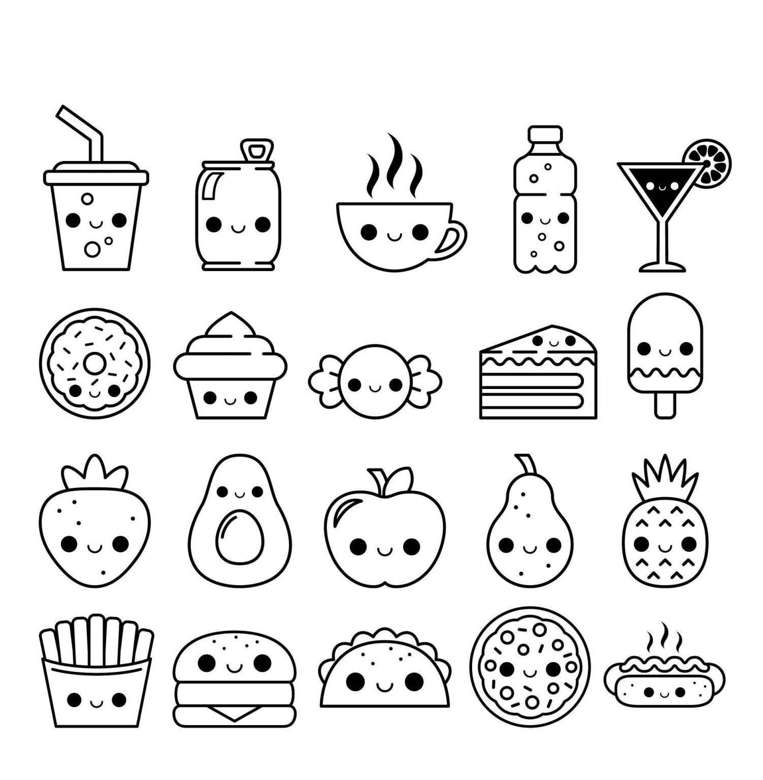 Free Printable Kawaii Food Coloring Pages For Kids