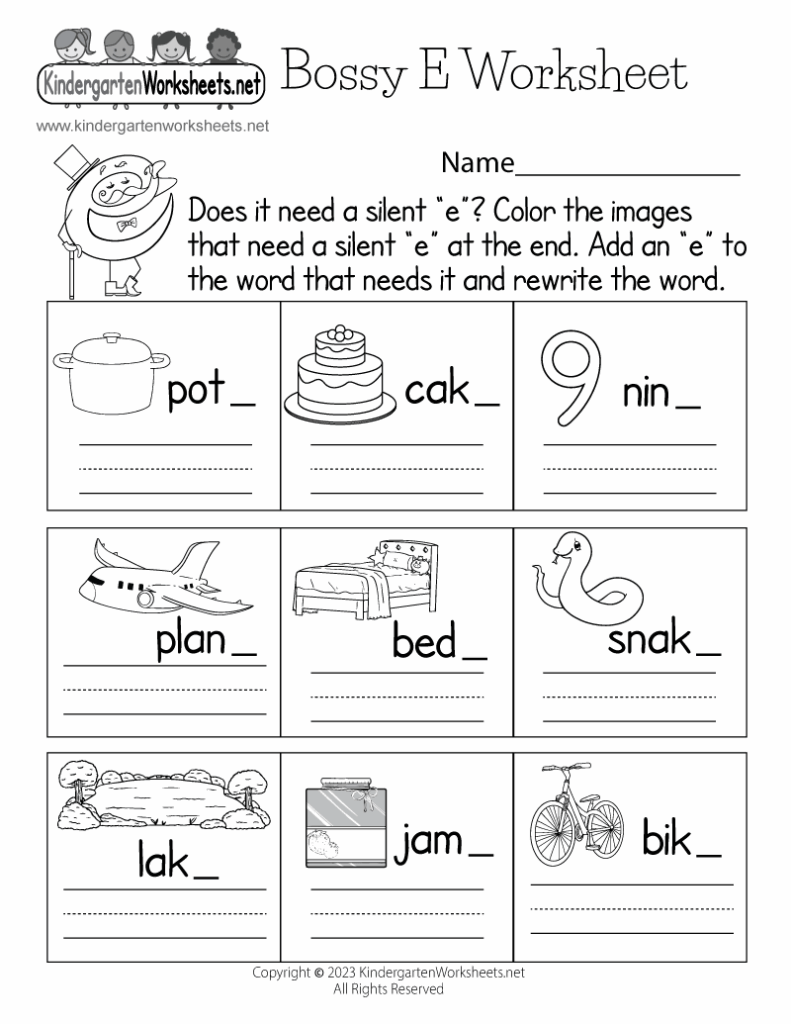 Free Printable Kindergarten Phonics Worksheet