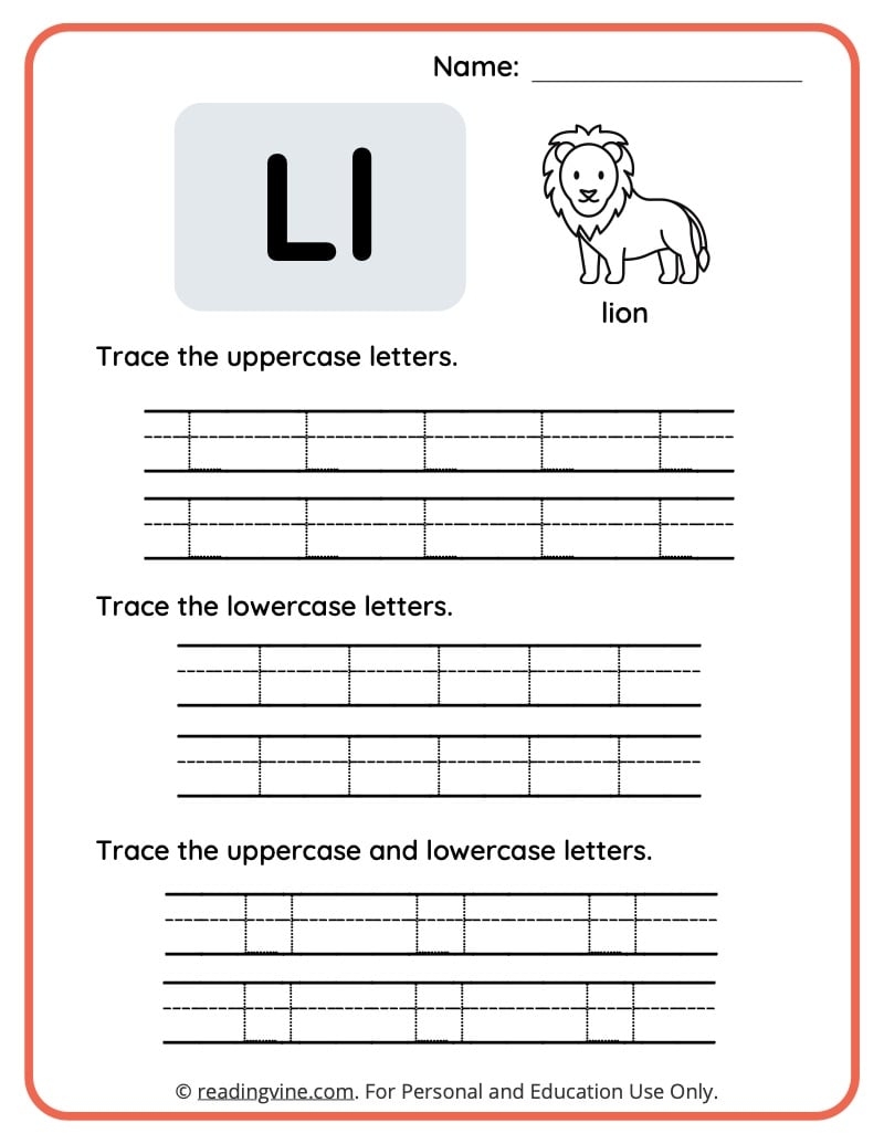 Free Printable Letter L Tracing Worksheets Infoupdate