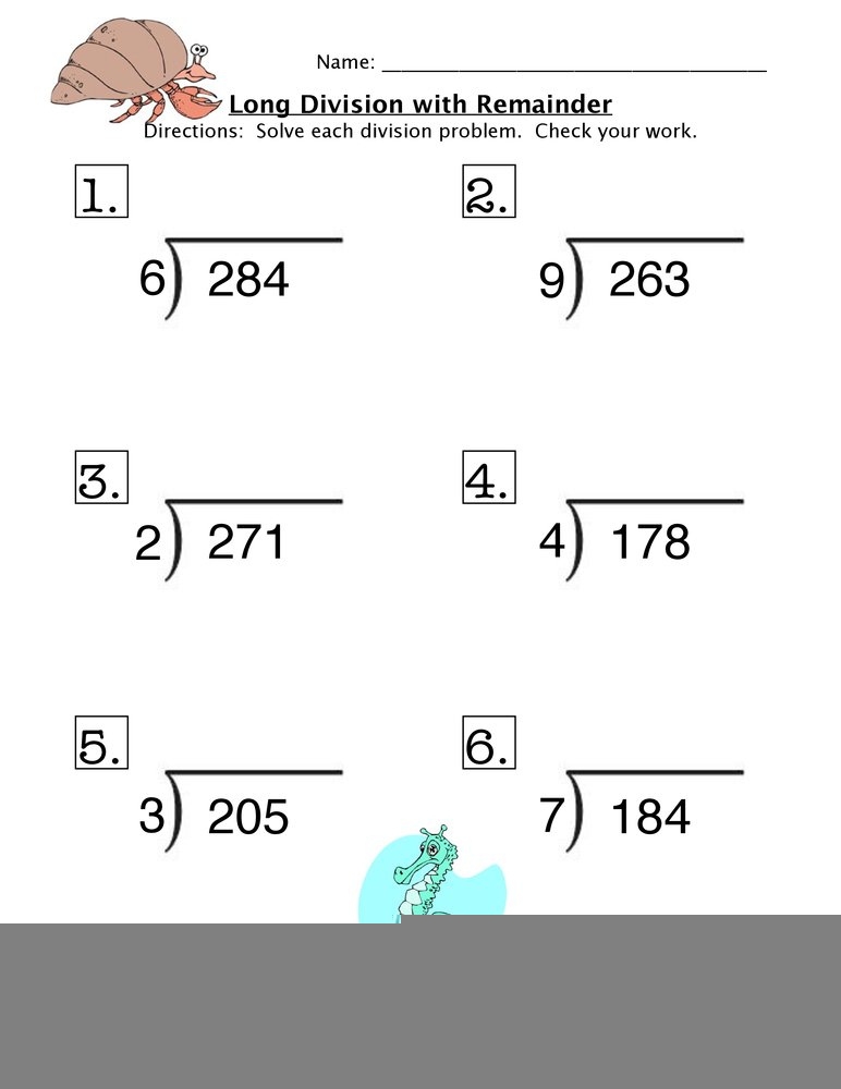 Free Printable Long Division Math Worksheets Long Division Worksheets