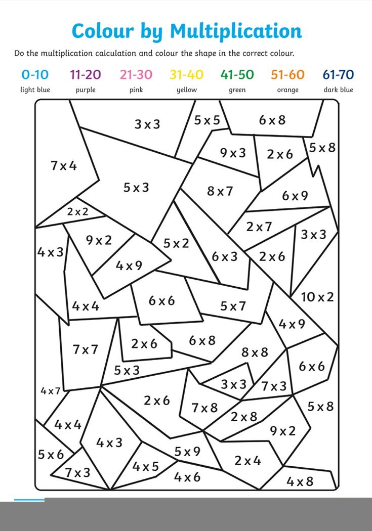 Free Printable Multiplication Coloring Sheets Multiplication Worksheets