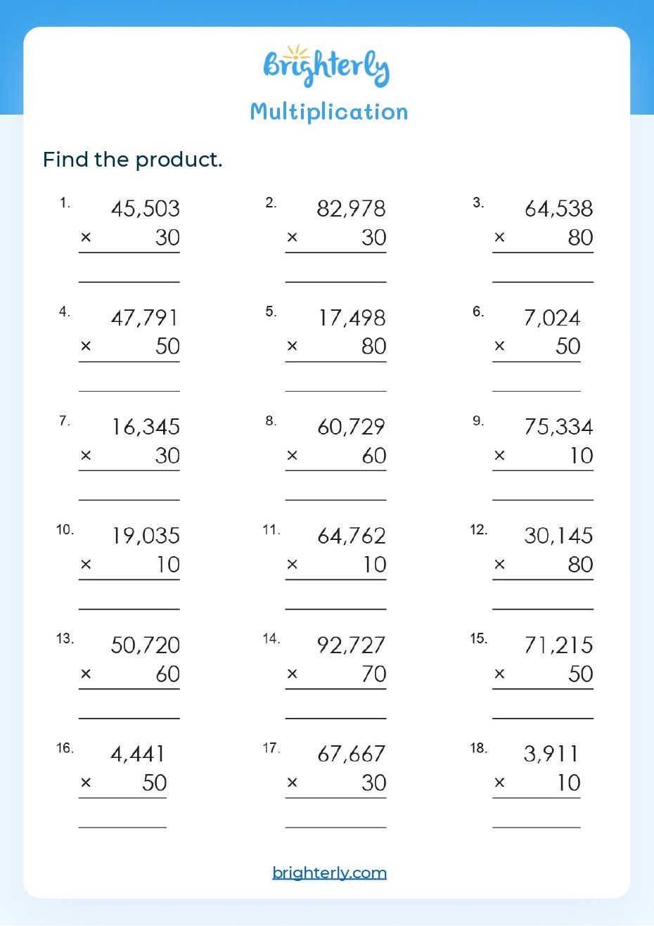 multiplication for 5th graders worksheet