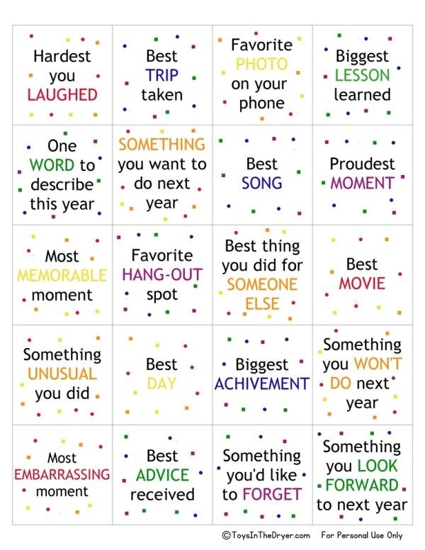FREE Printable New Year 39 s Game