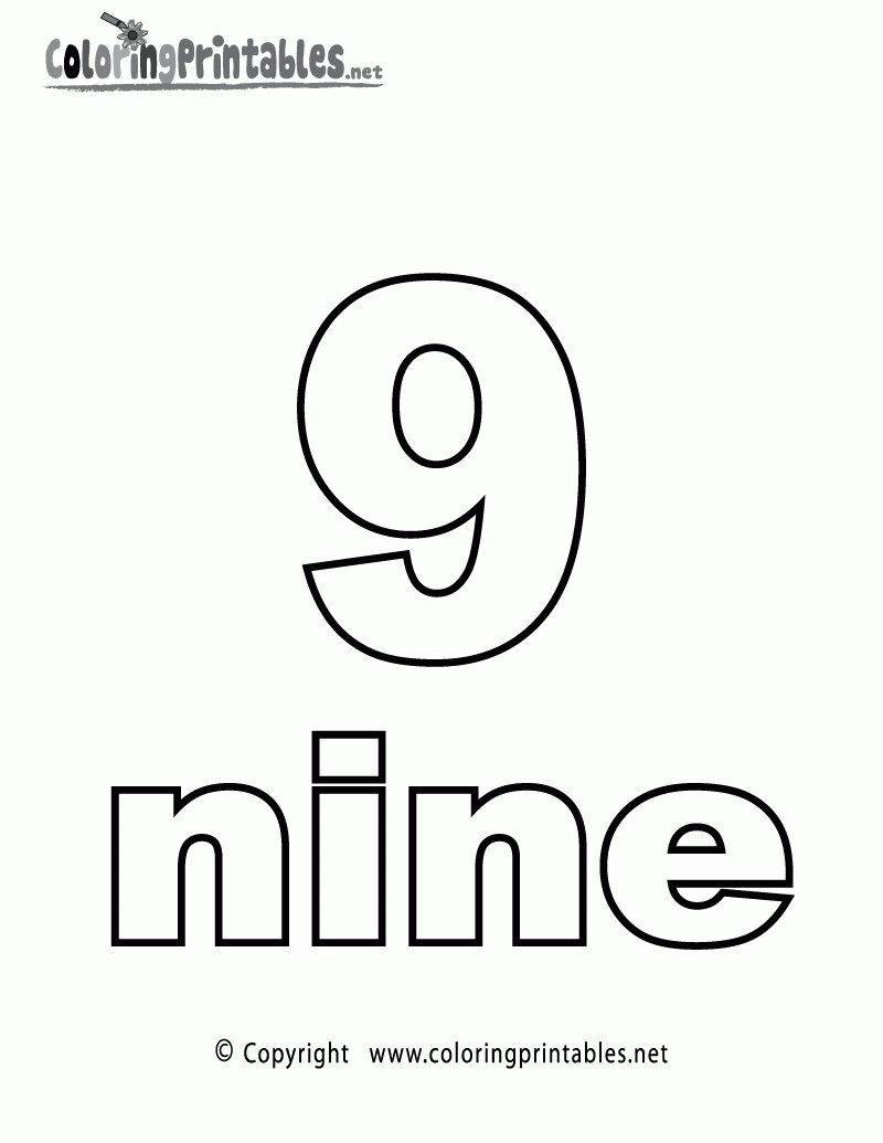 Free Printable Number Nine Coloring Page