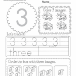 Free Printable Number Three Worksheet