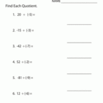 Free Printable Pre Algebra Worksheets Also Available Online