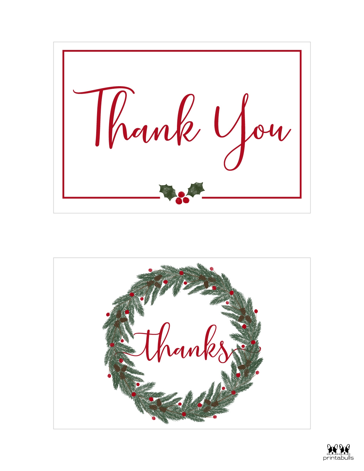 free printable christmas thank you cards pdf