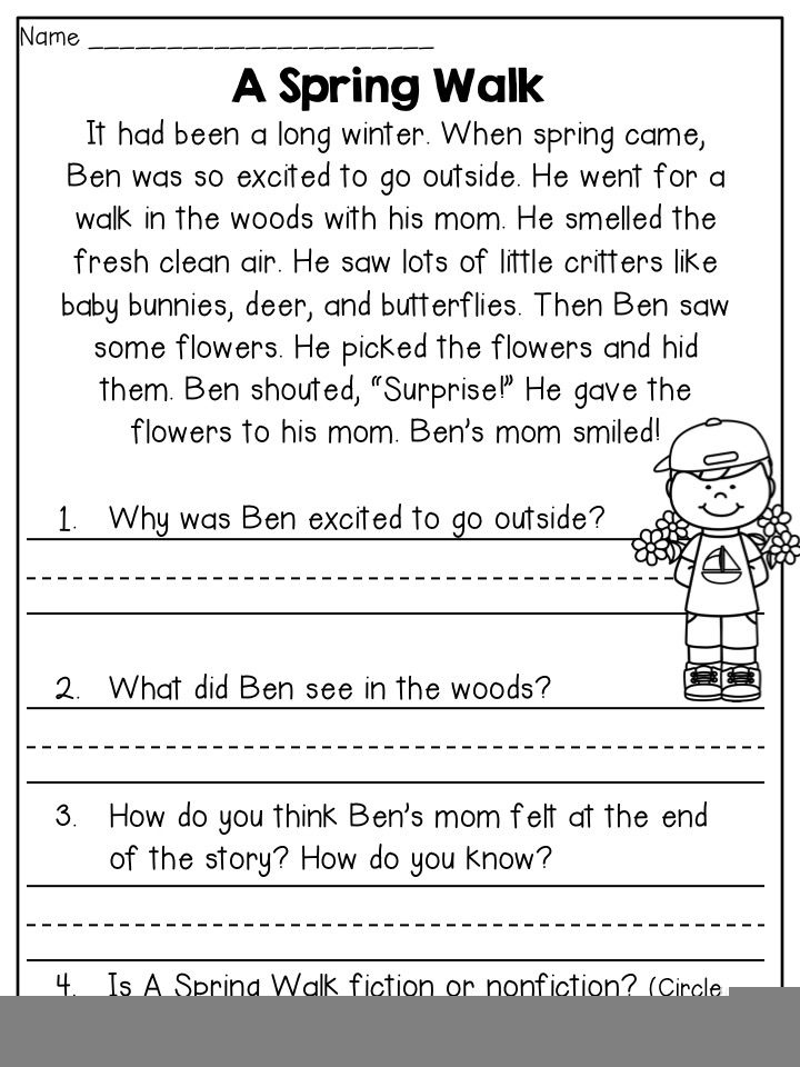 Free Printable Reading Comprehension Worksheets For 2nd Grade Reading