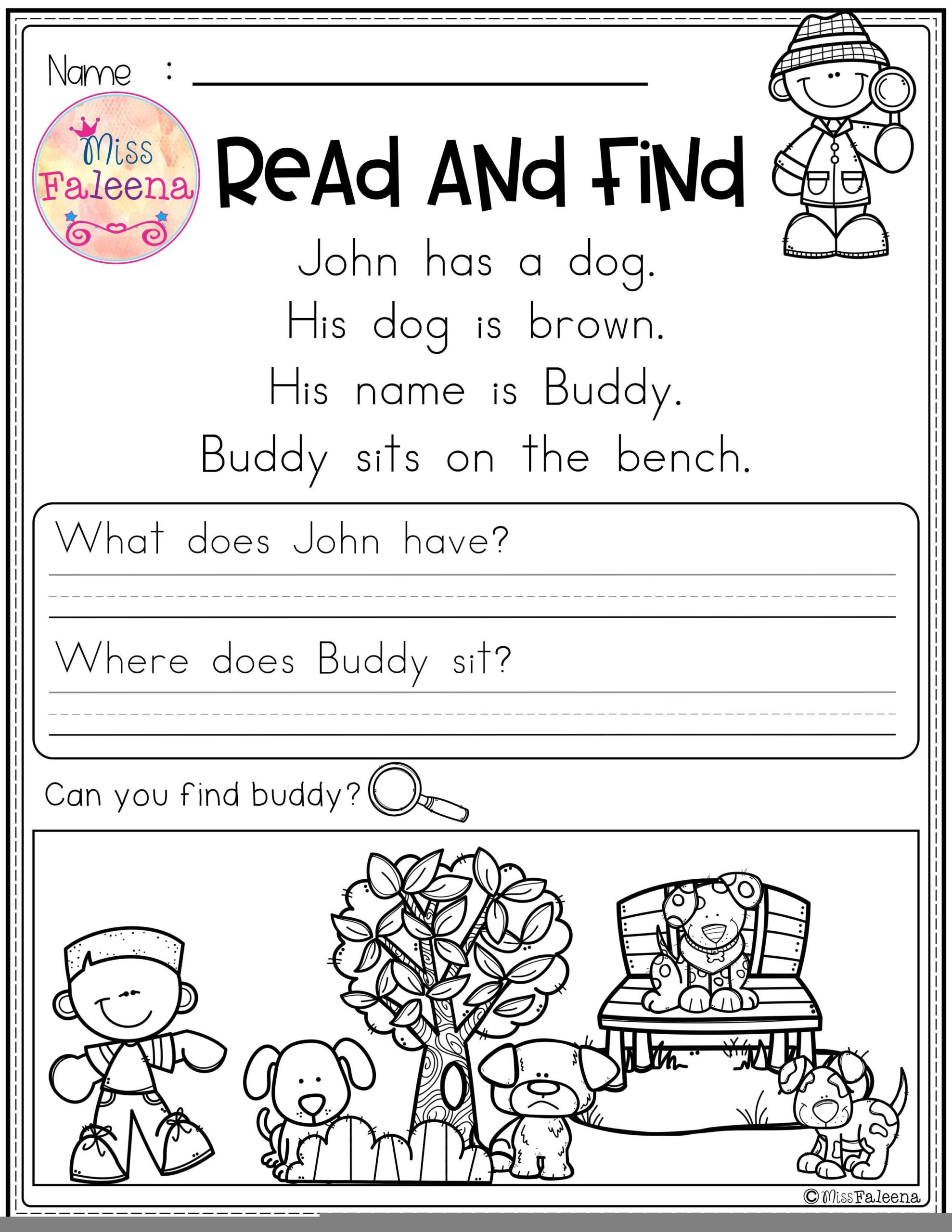 Free Printable Reading Comprehension Worksheets Kindergarten Reading 