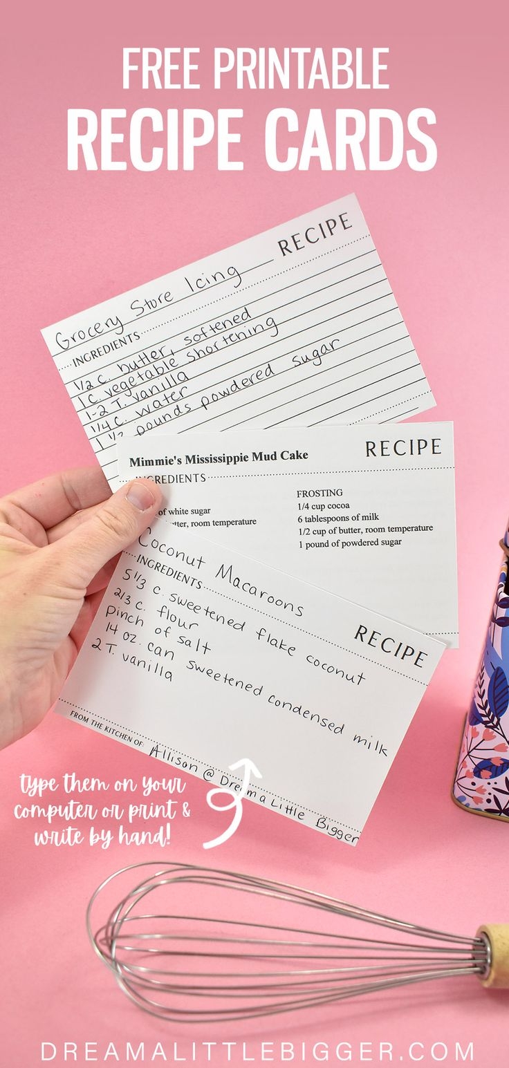 Free Printable Recipe Cards Worksheets Library