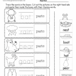 Free Printable Rhyming Words Worksheet For Kindergarten