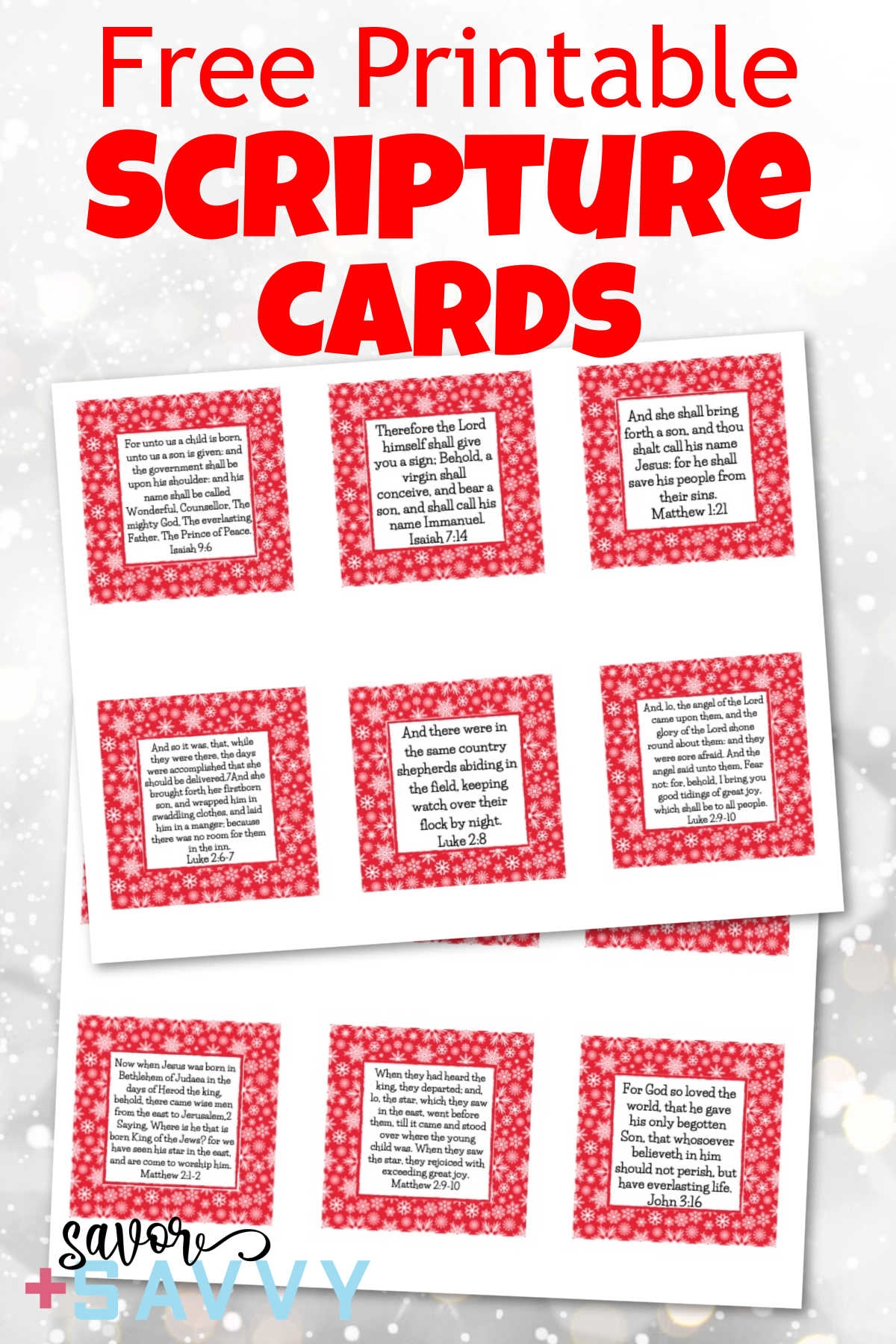 Free Printable Scripture Cards For Christmas Savor Savvy