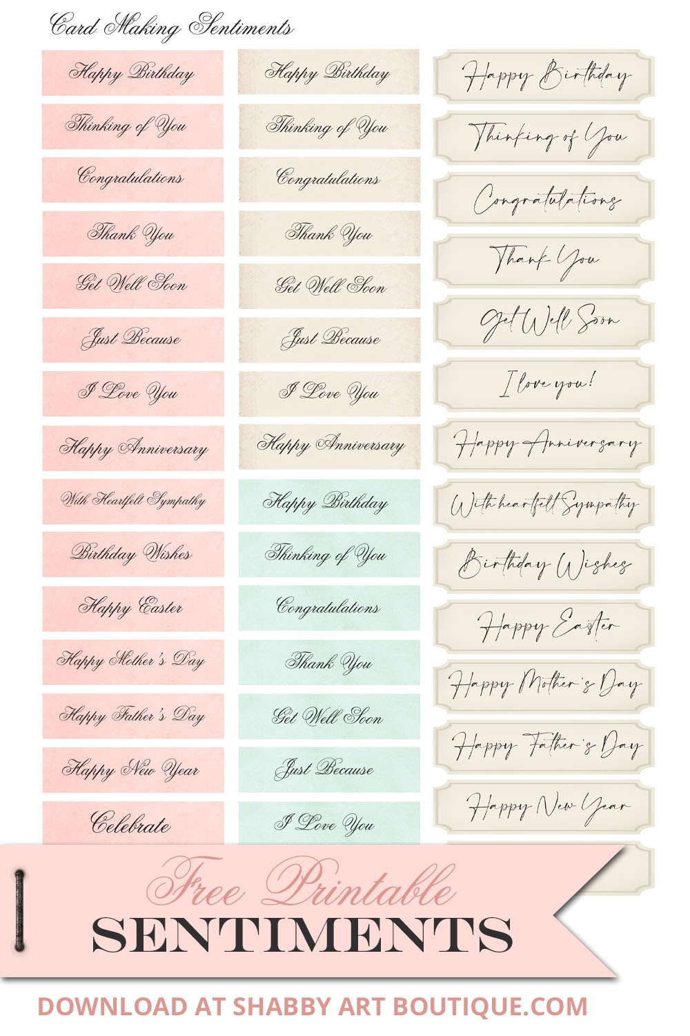 Free Printable Sentiments Sheet For Card Making By Shabby Art Boutique 