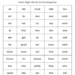 Free Printable Sight Words Kindergarten Worksheet